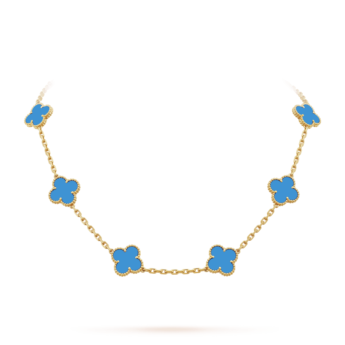 Vintage Alhambra Blue Agate 10 Motifs Necklace