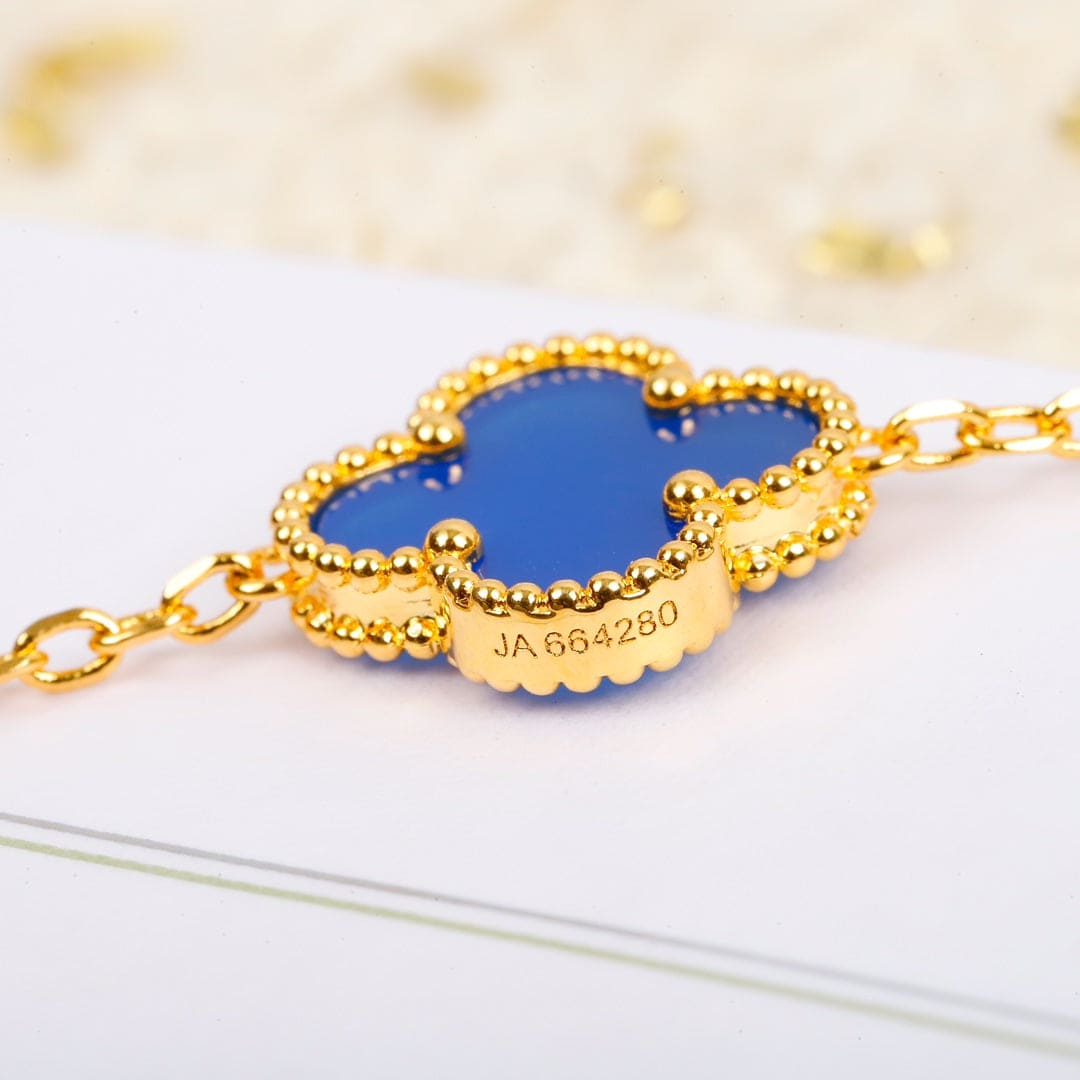 Vintage Alhambra Blue Agate 10 Motifs Necklace
