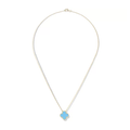 Vintage Alhambra Blue Agate Pendant Necklace