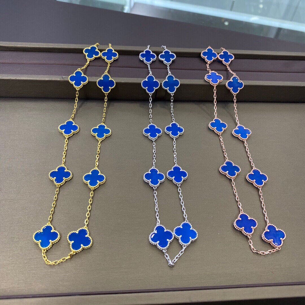 Vintage Alhambra Blue Lapis 10 Motifs Necklace