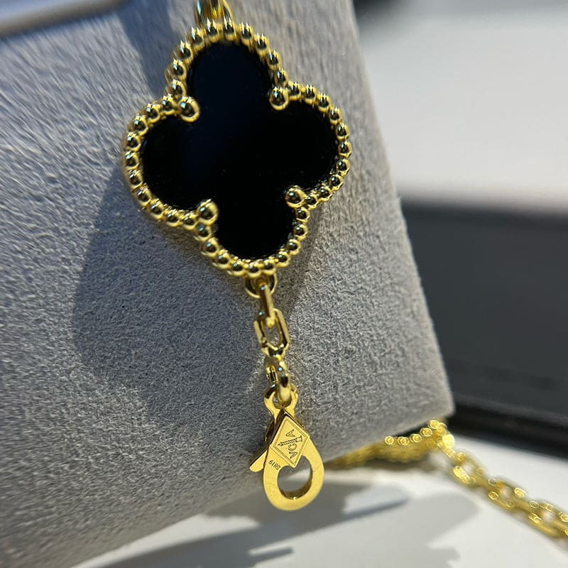 Vintage Alhambra Five Motifs Black Clover Bracelet