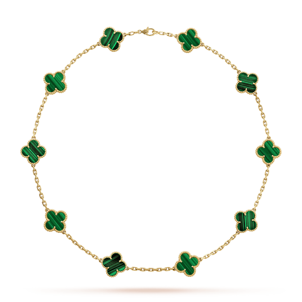 Vintage Alhambra Malachite 10 Motifs Elegance Necklace