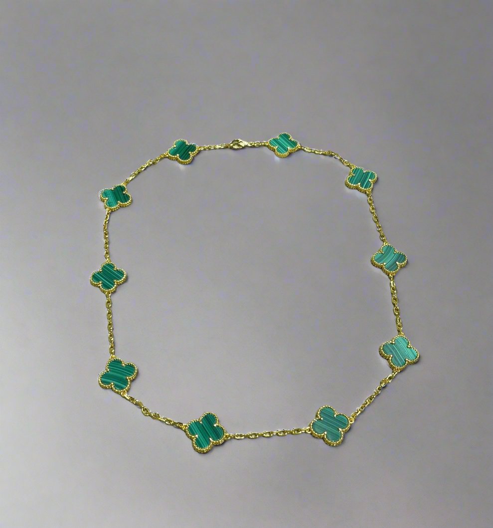 Vintage Alhambra Malachite 10 Motifs Elegance Necklace