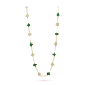 Vintage Alhambra Malachite 20 Motifs Long Clover Necklace