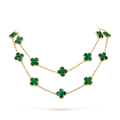Vintage Alhambra Malachite 20 Motifs Long Necklace