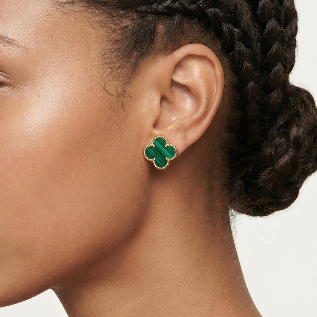 Vintage Alhambra Malachite Earrings