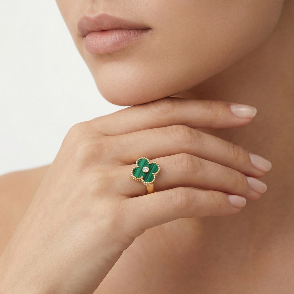 Vintage Alhambra Malachite Ring