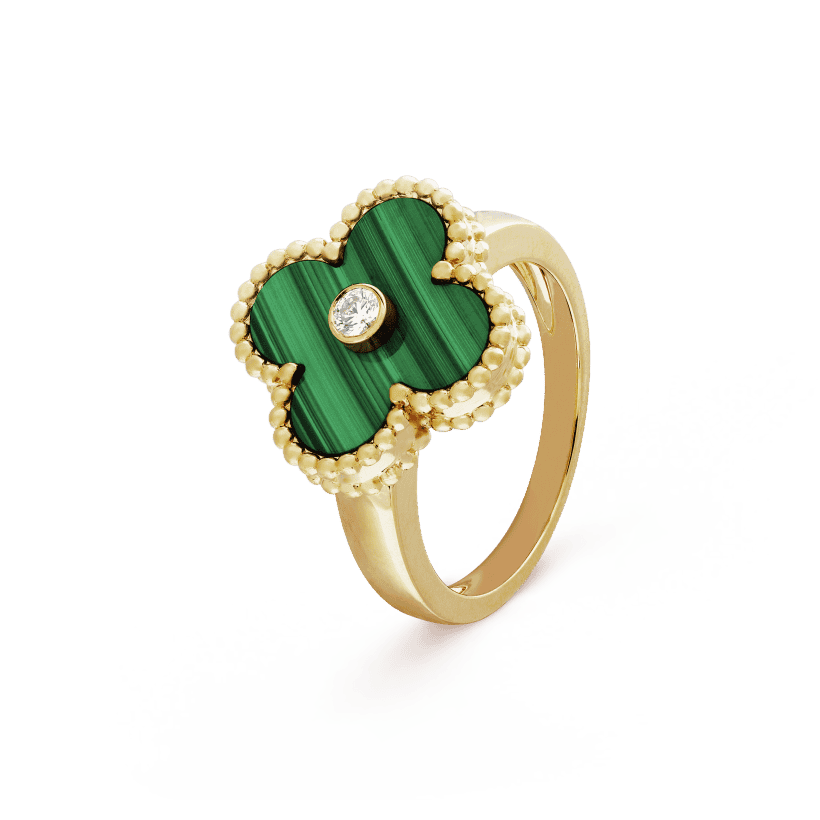 Vintage Alhambra Malachite Ring