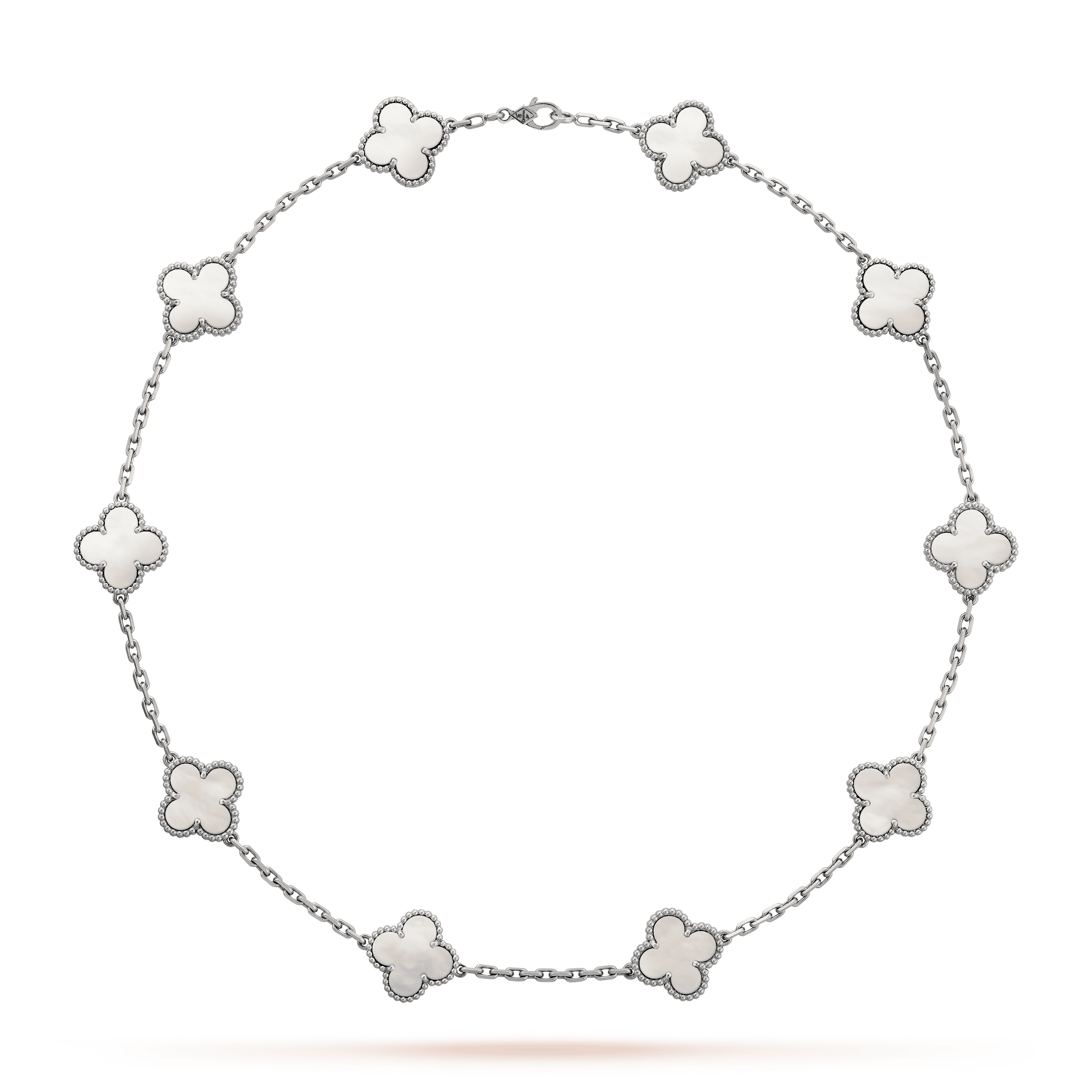 Vintage Alhambra Mother Of Pearl 10 Motifs Necklace