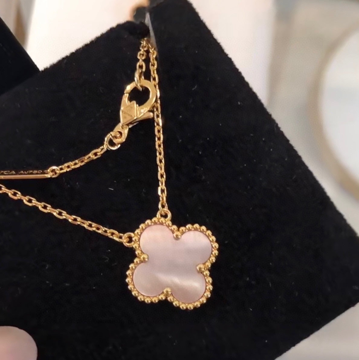 Vintage Alhambra Pink Mother Of Pearl Necklace