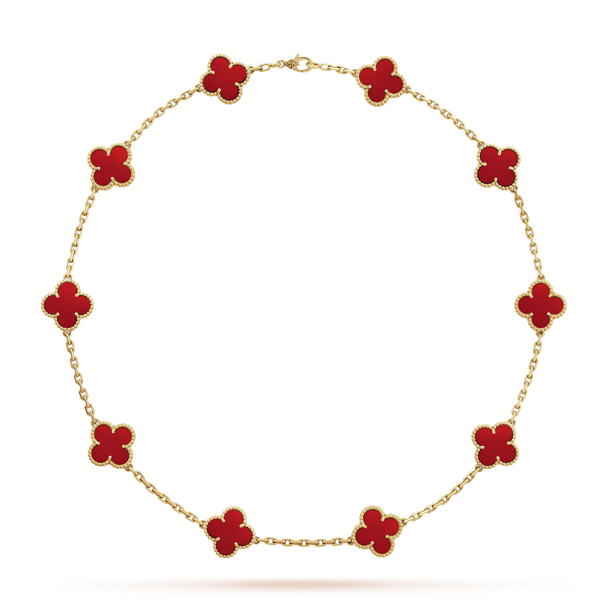 Vintage Alhambra Red Carnelian 10 Motifs Necklace