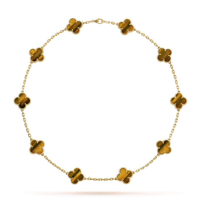 Vintage Alhambra Tiger’s Eye 10 Motifs Necklace