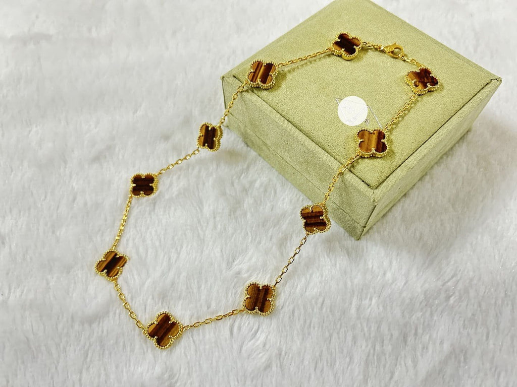 Vintage Alhambra Tiger’s Eye 10 Motifs Necklace