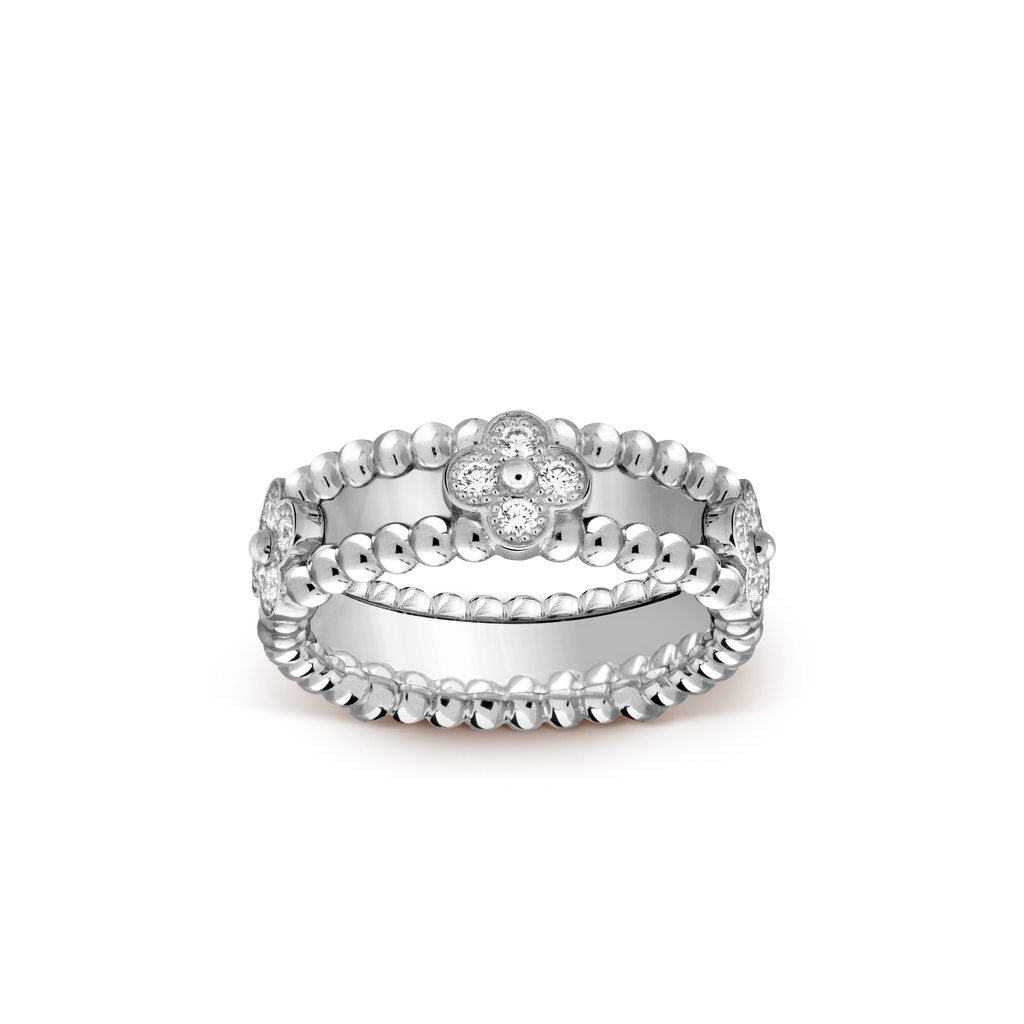 Wide Clover Perlée Ring