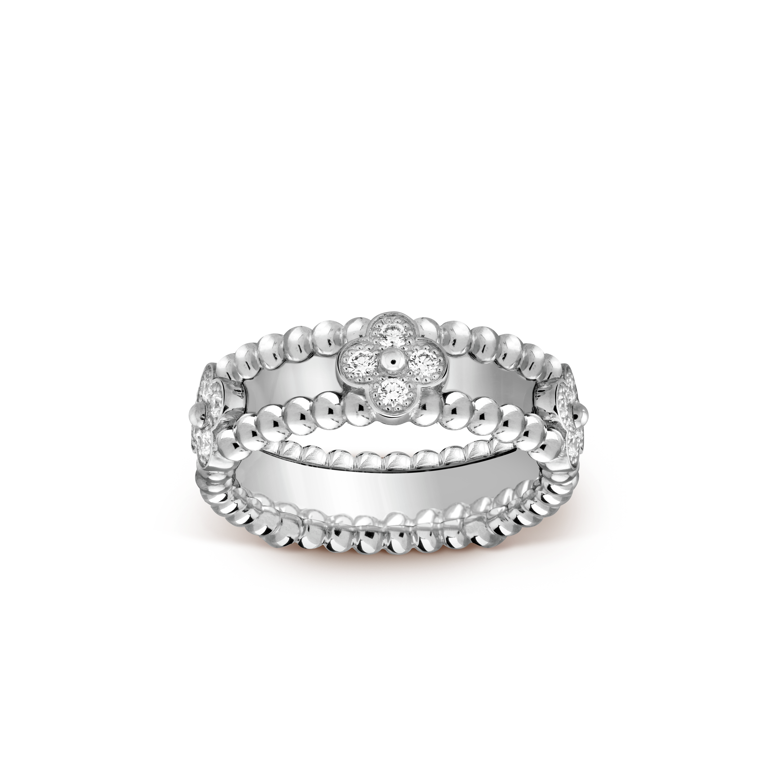 Wide Clover Perlée Ring