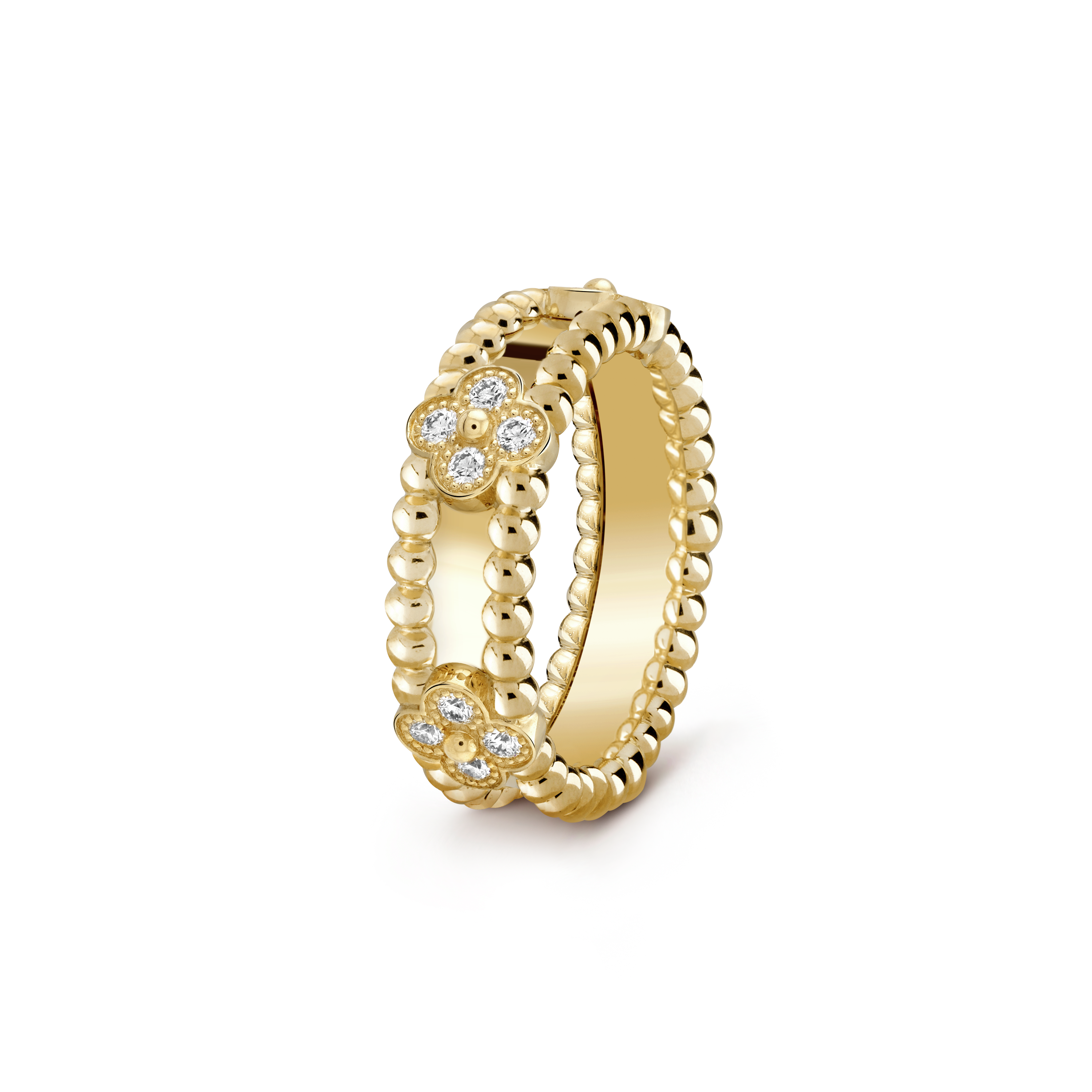 Wide Clover Perlée Ring