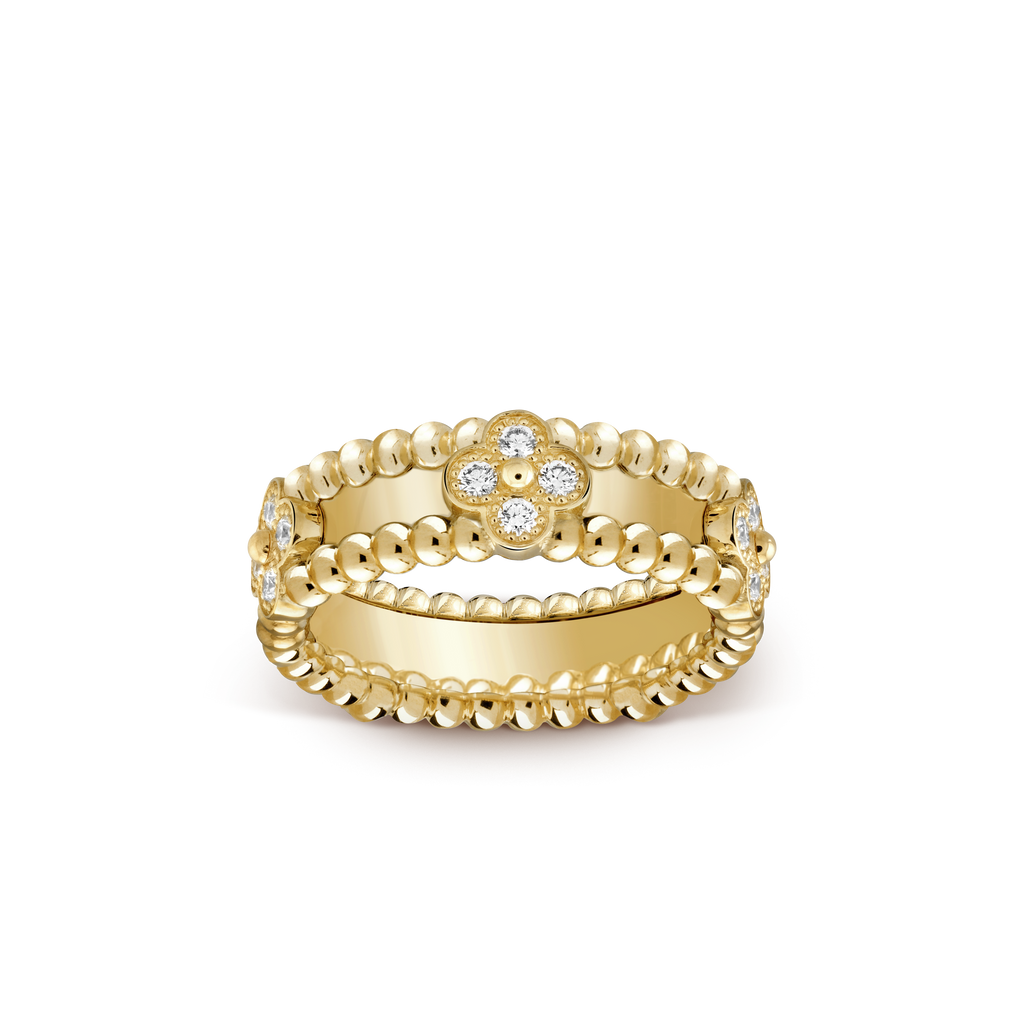 Wide Clover Perlée Ring